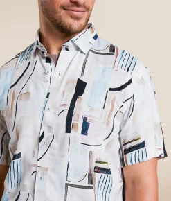 Tops | Johnny Q Abstract Shirt Turquoise