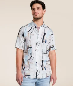Tops | Johnny Q Abstract Shirt Turquoise