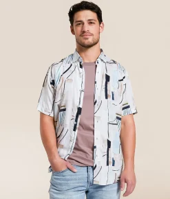 Tops | Johnny Q Abstract Shirt Turquoise