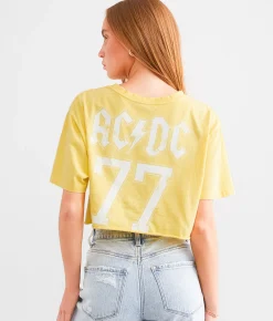 Goodie Two Sleeves AC/DC Cropped Band T-Shirt French Vanilla Sale
