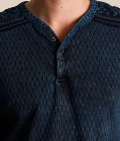 Buckle Black Acid Wash Henley Black Royal Blue Hot