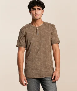 Buckle Black Acid Wash Henley Brown Outlet