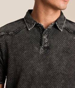 Tops | Buckle Black Acid Wash Polo Black