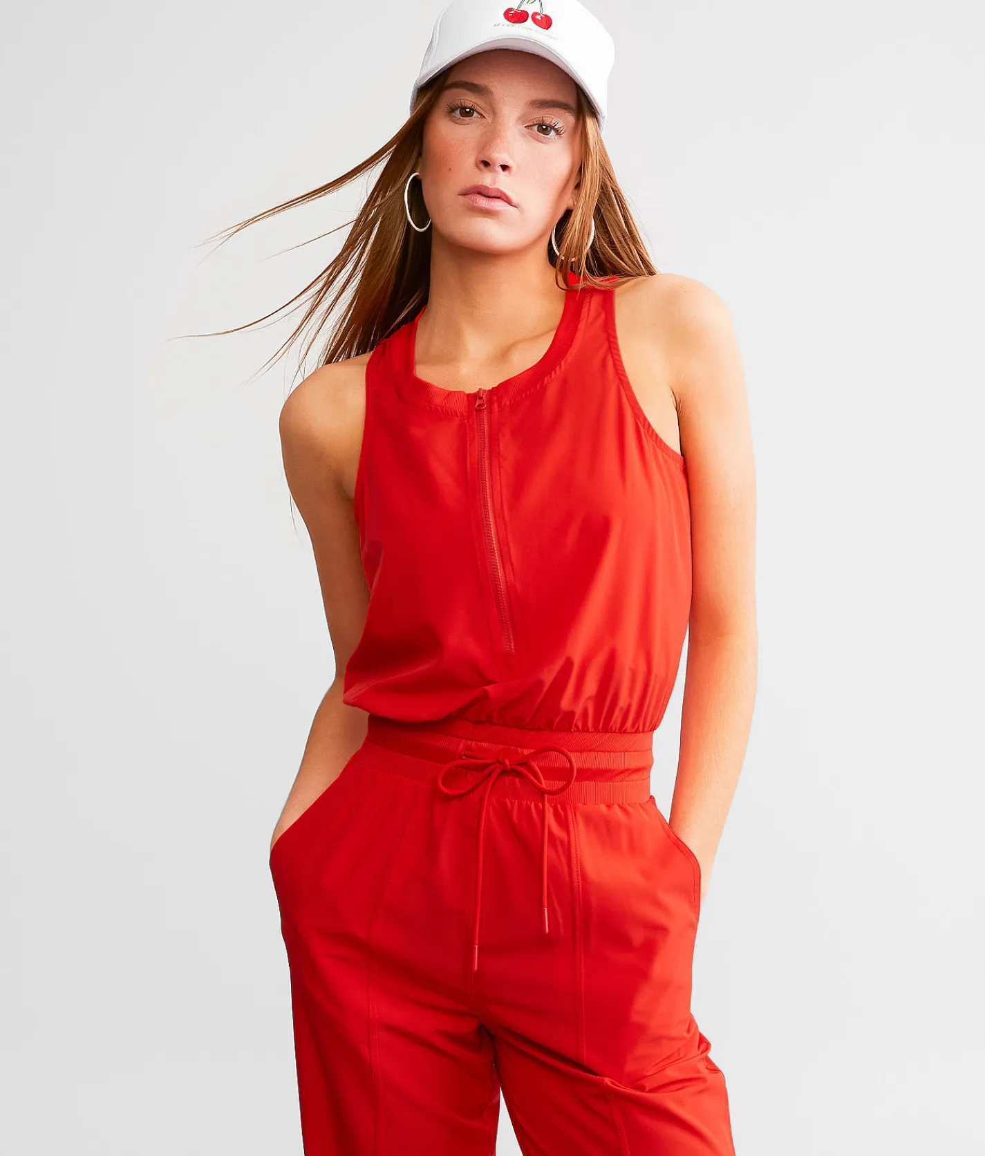 Mono B Active Solid Jumpsuit High Risk Red Outlet