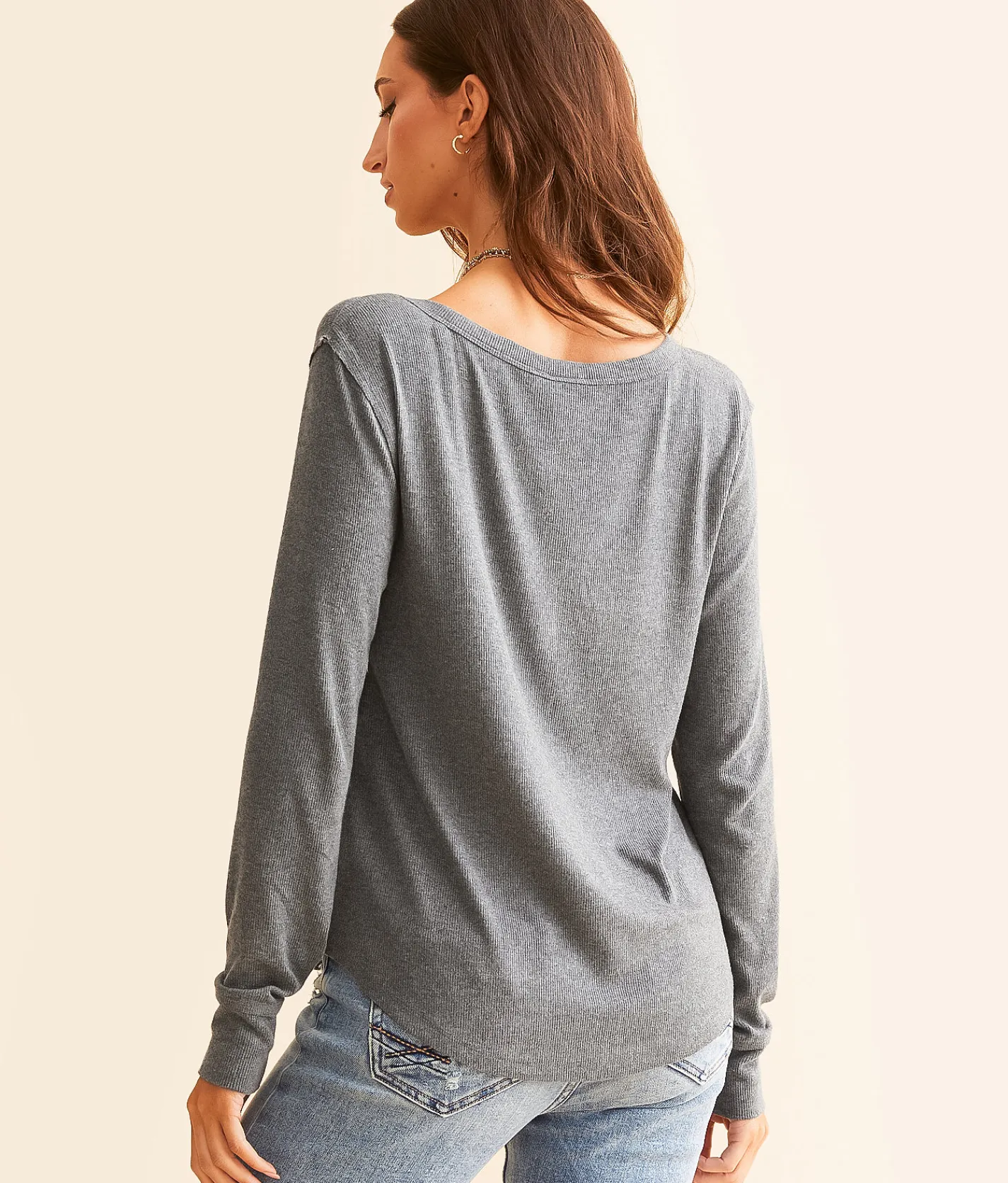 White Crow Ada Ribbed Top Charcoal Heather Clearance