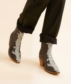 Shoes | Beast Fashion Adella Sparkle Western Boot Black