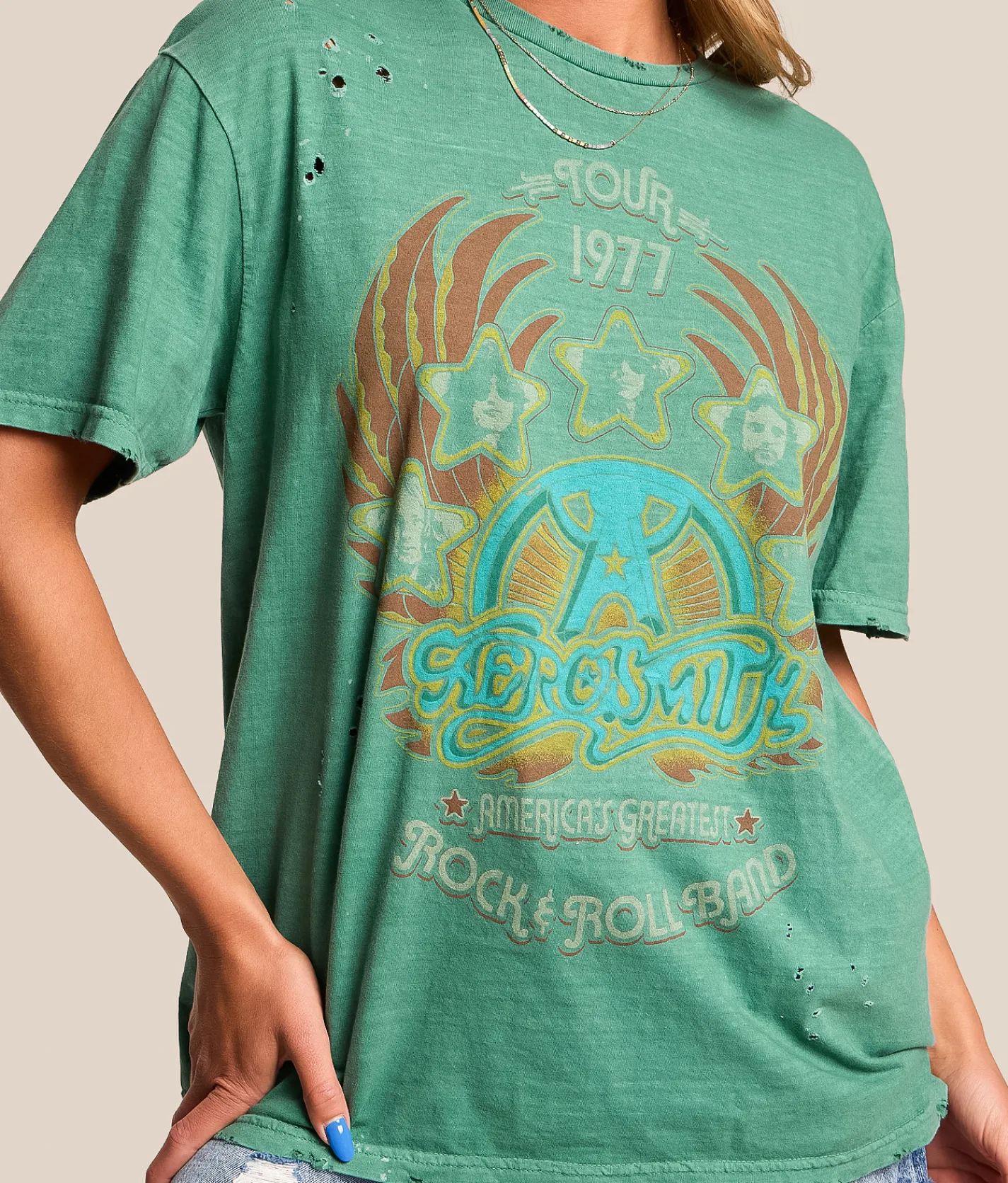 Tops | PHILCOS Aerosmith Band T-Shirt Bottle Green