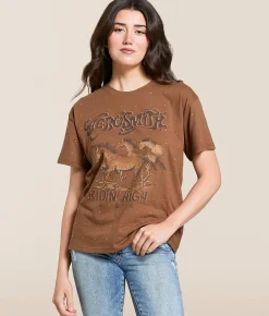 Tops | Goodie Two Sleeves Aerosmith Rhinestone Band T-Shirt Brown