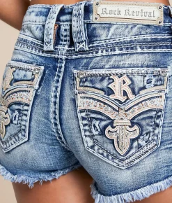 Rock Revival Agate Mid-Rise Stretch Short Nicole MH202 New