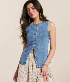Tops|Coats & Jackets | Free People Aimee Denim Vest Ultra Light Beam