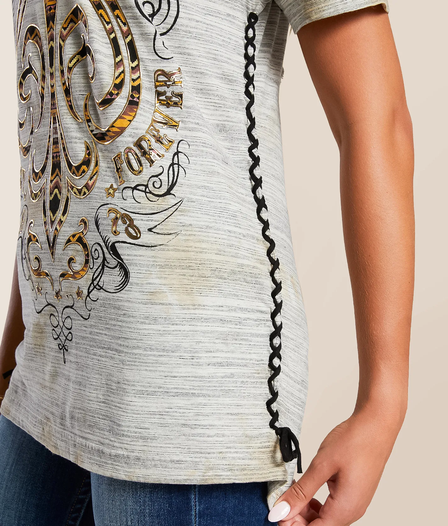 Tops | Affliction Alchemy T-Shirt Off White Biscotti Crysta