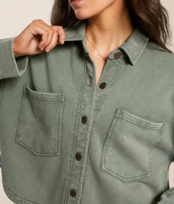 Z Supply All Day Cropped Shacket Hunter Green Sale