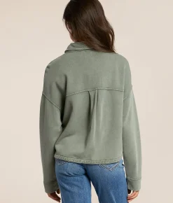 Z Supply All Day Cropped Shacket Hunter Green Sale