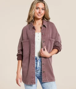 Tops|Coats & Jackets | Z Supply All Day Knit Washed Shacket Sandalwood