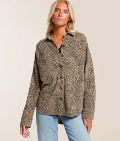 Z Supply All Day Leopard Print Jacket Desert Tan Best