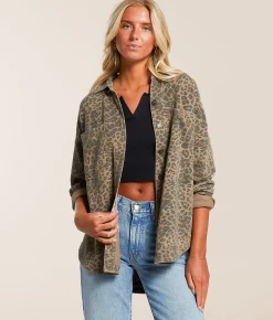 Z Supply All Day Leopard Print Jacket Desert Tan Best