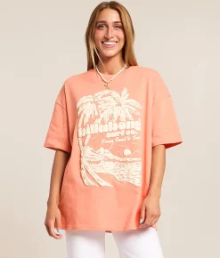 Tops | Billabong All That Echoes Oversized T-Shirt Peach