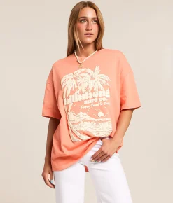 Tops | Billabong All That Echoes Oversized T-Shirt Peach