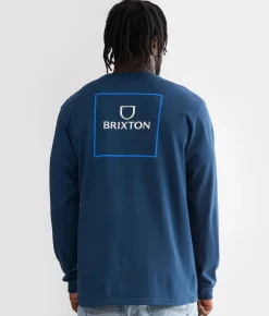Brixton Alpha Square T-Shirt Cream Flint Blue Scarlet Outlet