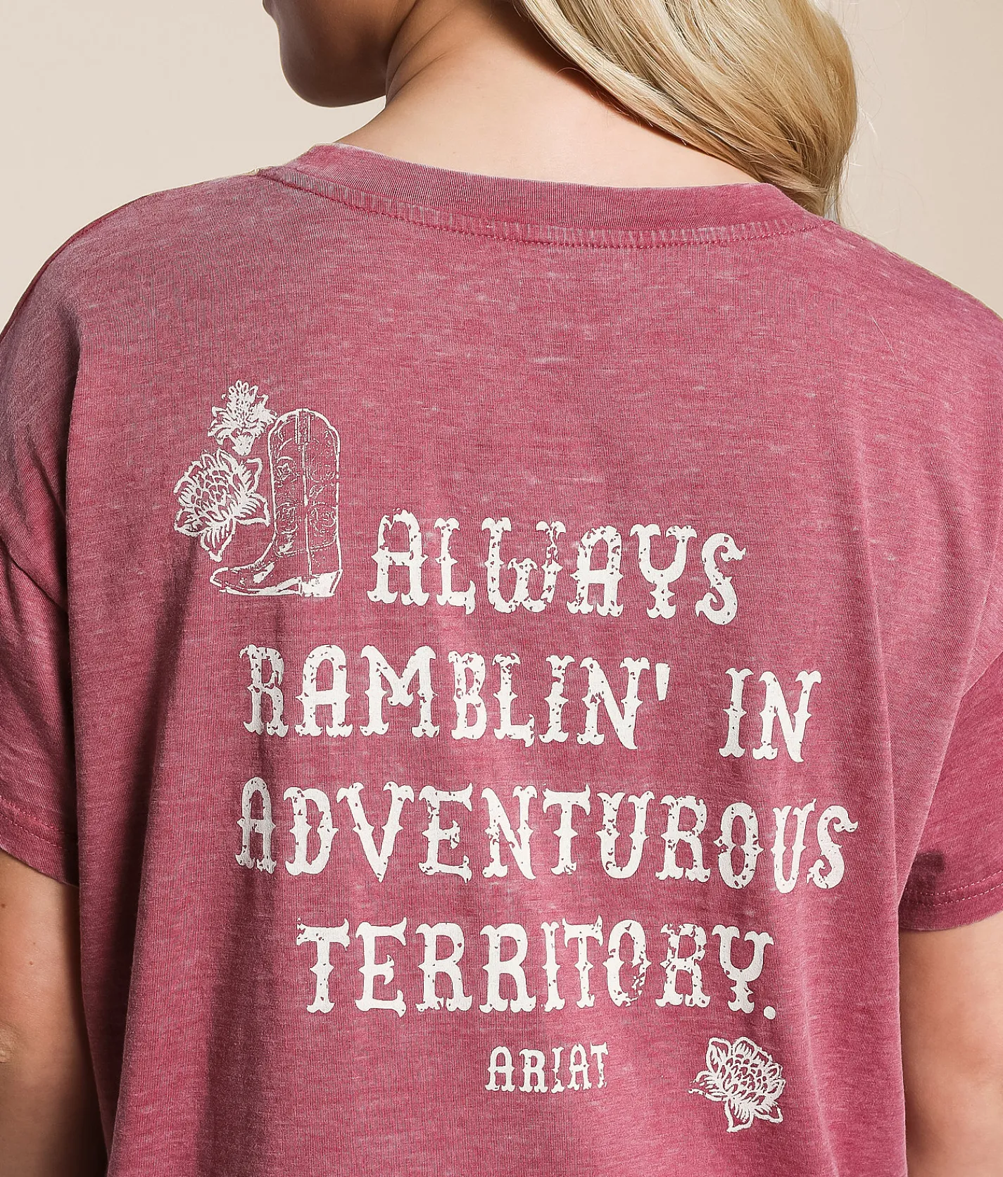 Tops | Ariat Always Ramblin' Cropped T-Shirt Dry Rose