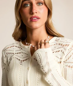 Z Supply Alycia Crochet Cardigan Sweater Cloud