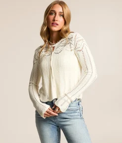 Z Supply Alycia Crochet Cardigan Sweater Cloud