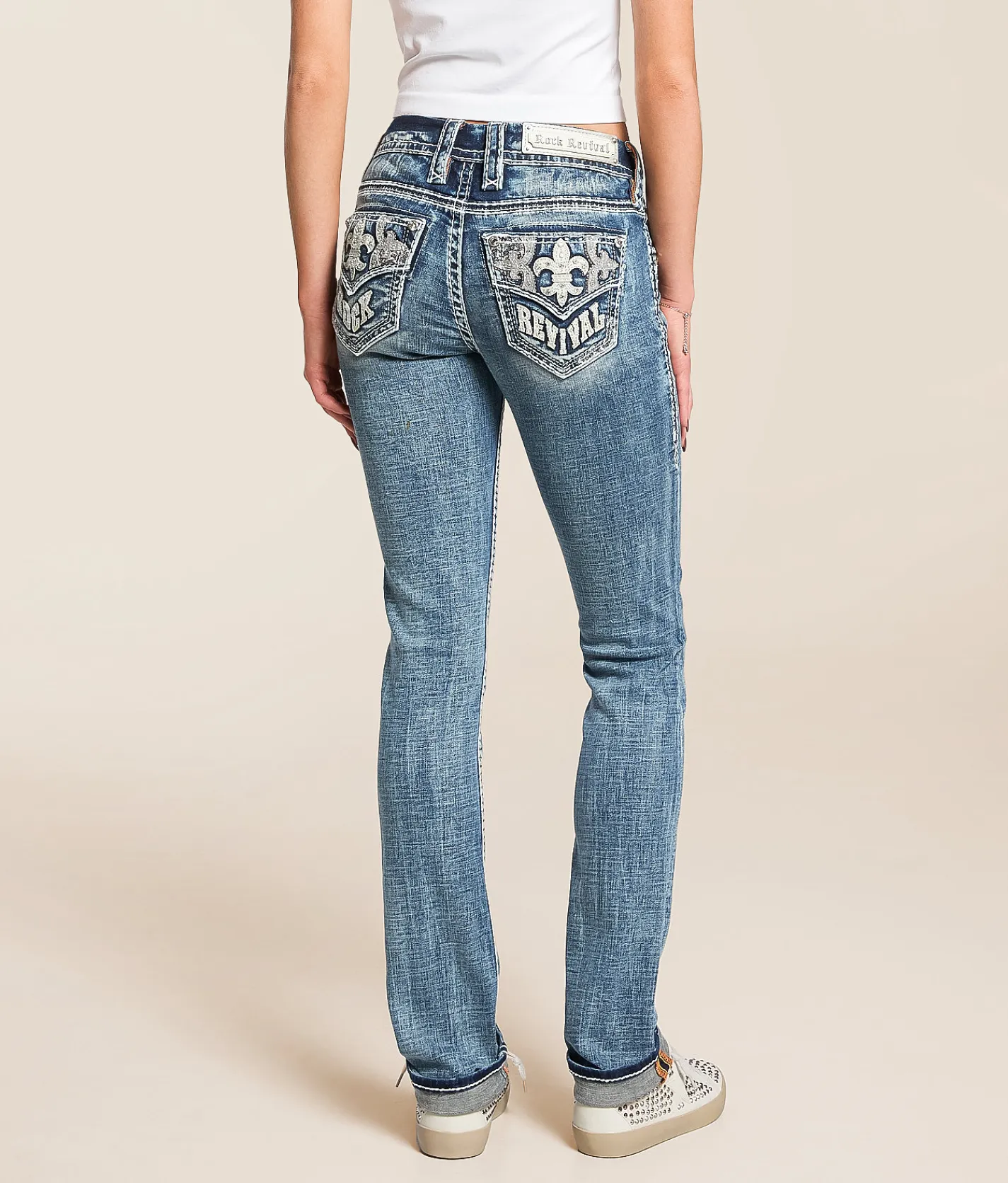 Rock Revival Alyvia Low Rise Straight Stretch Cuffed Jean Alyvia CJ206 Best