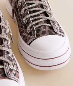 Very G Aman Animal Print Rhinestone Sneaker Tan Leopard Outlet