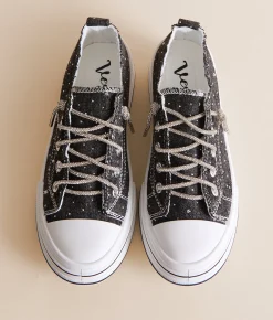 Shoes | Very G Aman Denim Rhinestone Lace Sneaker Black