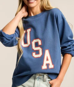 Tops | Z Supply Americana Boyfriend Pullover True Navy