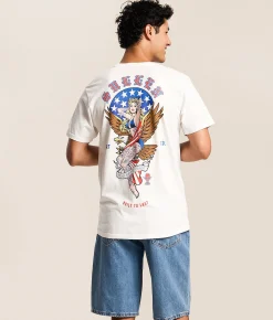 Tops|Graphic T-Shirts | Sullen Americana Pin-Up T-Shirt Antique White