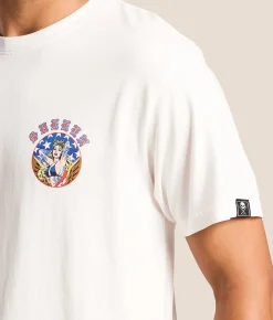 Tops|Graphic T-Shirts | Sullen Americana Pin-Up T-Shirt Antique White