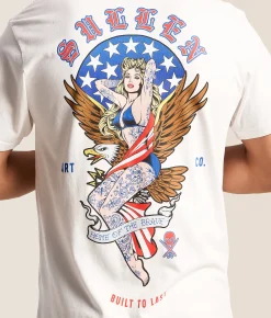 Tops|Graphic T-Shirts | Sullen Americana Pin-Up T-Shirt Antique White