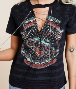 Tops | Affliction American Customs Chromium Heart T-Shirt Black