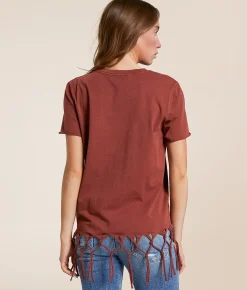 Tops | Affliction American Customs Davey Jones Fringe T-Shirt Red Ochre Lava Wash