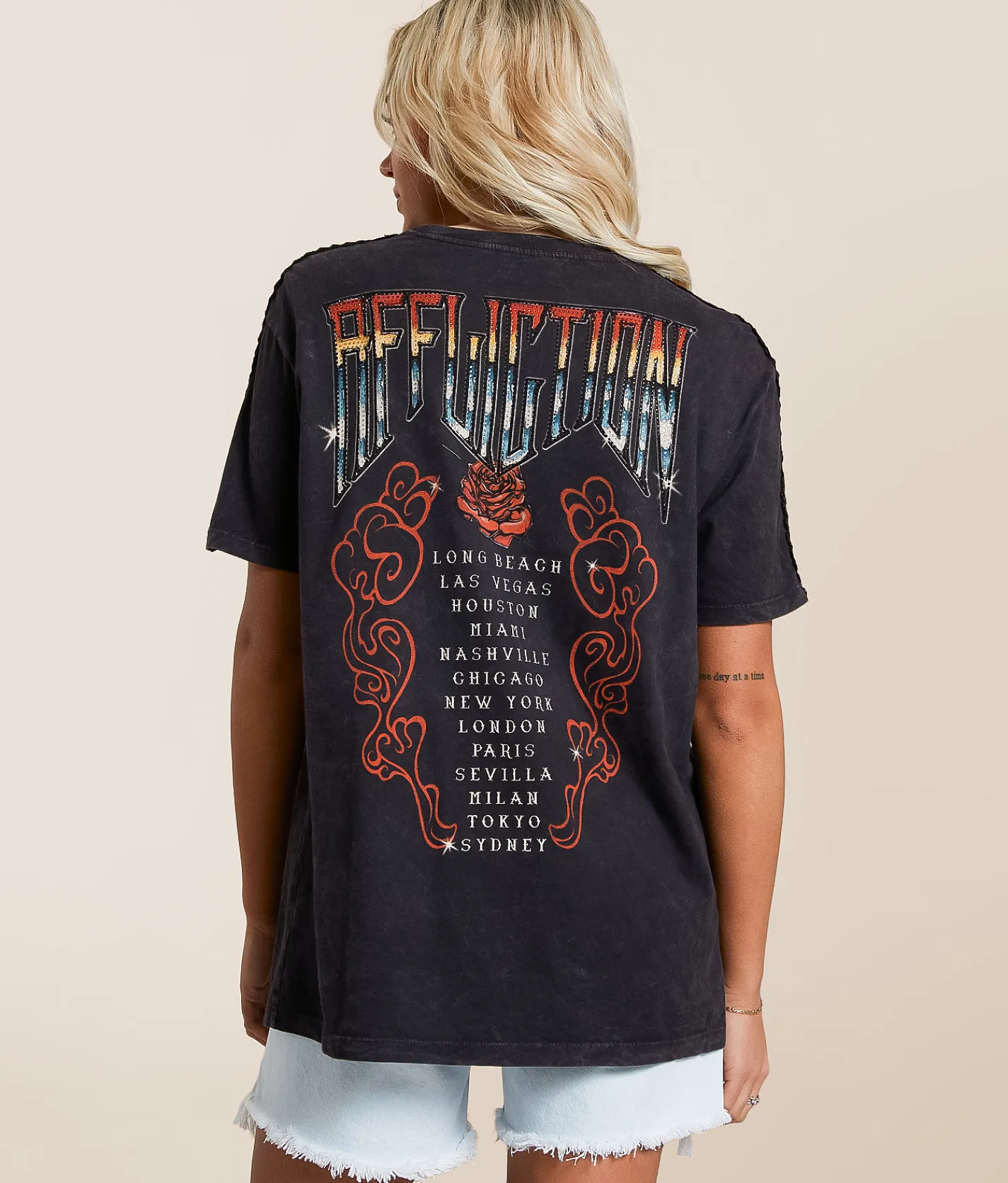 Affliction American Customs Hollow Festival T-Shirt Black Lava Wash Sale