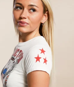 Affliction American Customs Live Fast Free Cropped T-Shirt White Reactive Online