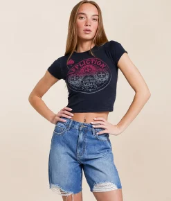 Tops | Affliction American Customs Triumph Cropped T-Shirt Black Lava Wash