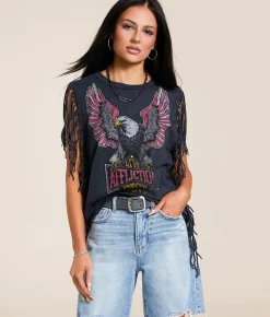 Tops | Affliction American Customs Twin Turbo Fringe Tank Top Black Lava Wash
