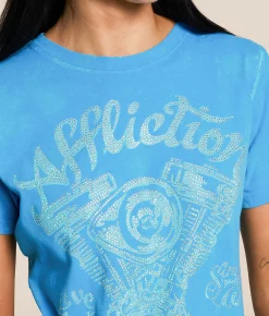 Tops | Affliction American Customs Vintage Oil T-Shirt Ibiza Blue Reactive