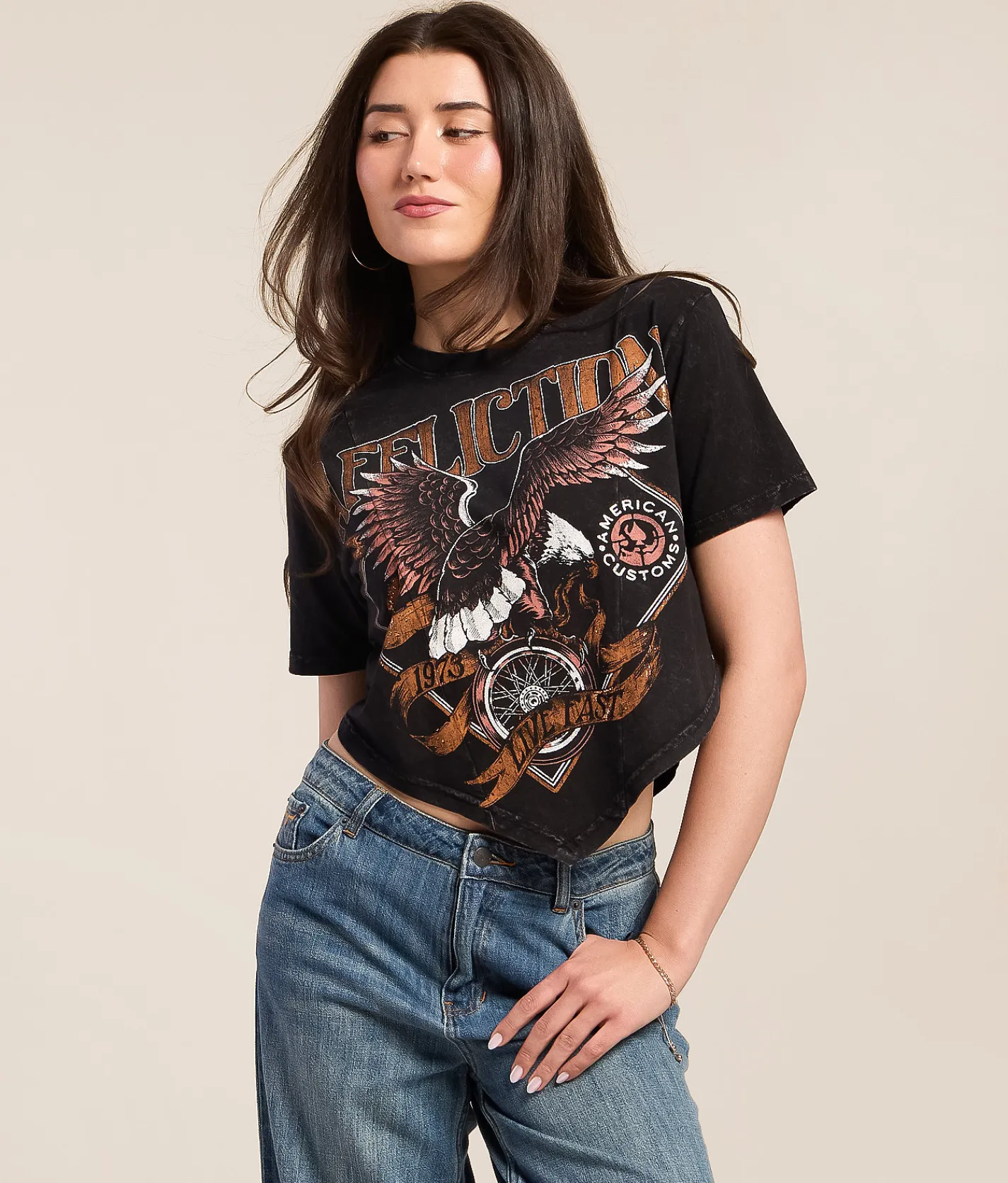 Affliction American Customs Wild Wheel Hanky T-Shirt Black Lava Wash Hot