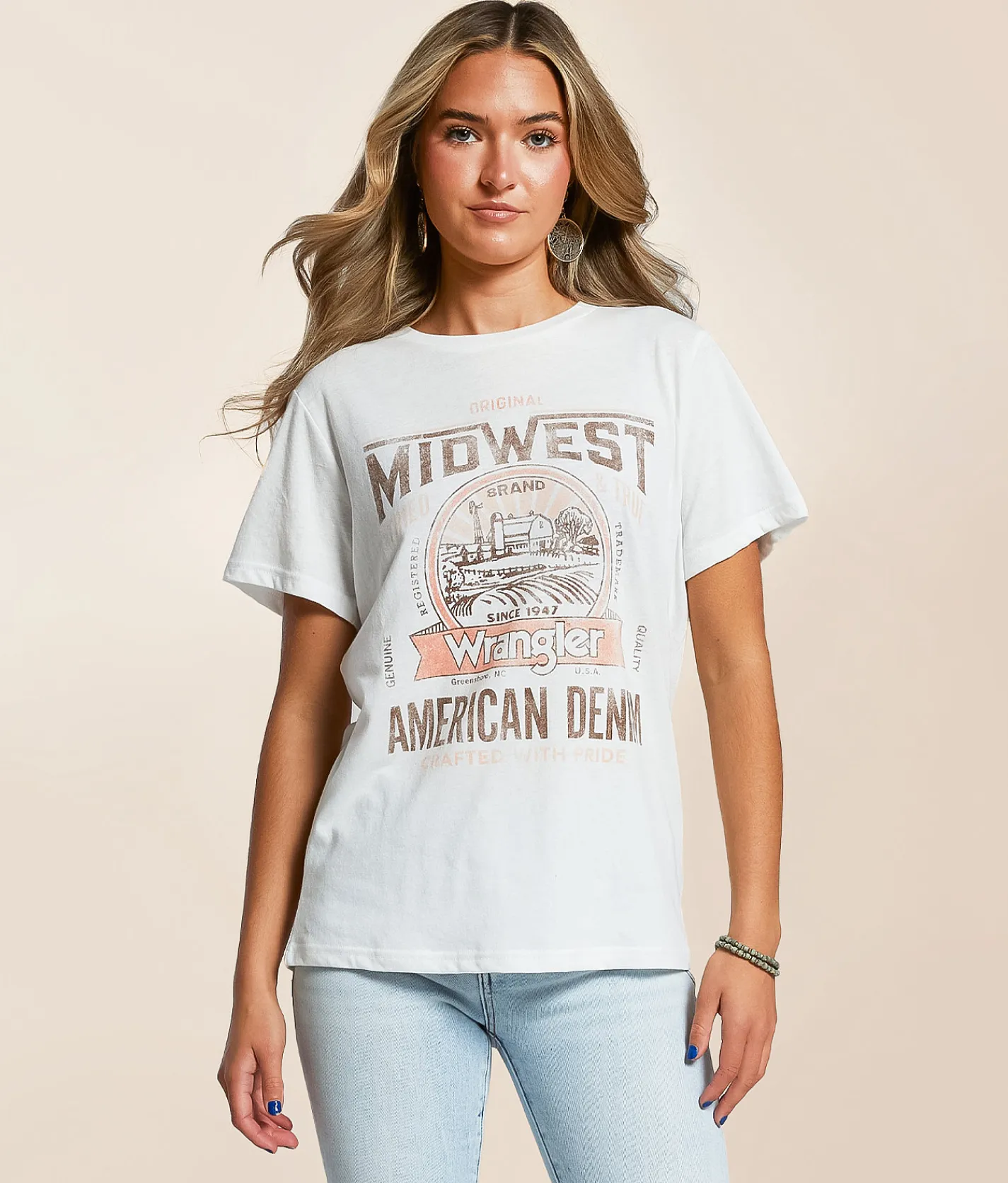Wrangler® American Dream T-Shirt Bright White Heather New