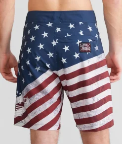 Howitzer American Flag Stretch Boardshort White Multi Hot