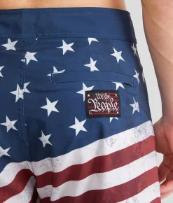 Howitzer American Flag Stretch Boardshort White Multi Hot