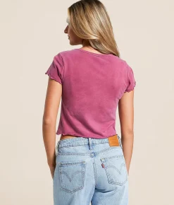 Tops | Affliction Anatoilia Cropped T-Shirt Lt Plum Pigment Dye