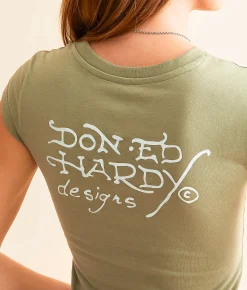 Tops | Ed Hardy Anchor Rose T-Shirt Lt Olive
