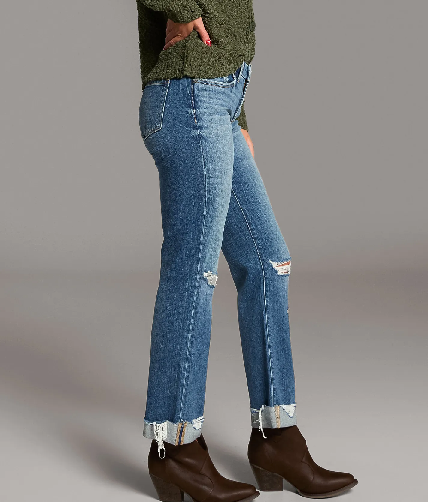 BKE Andi Cropped Straight Stretch Cuffed Jean Pacheco Best