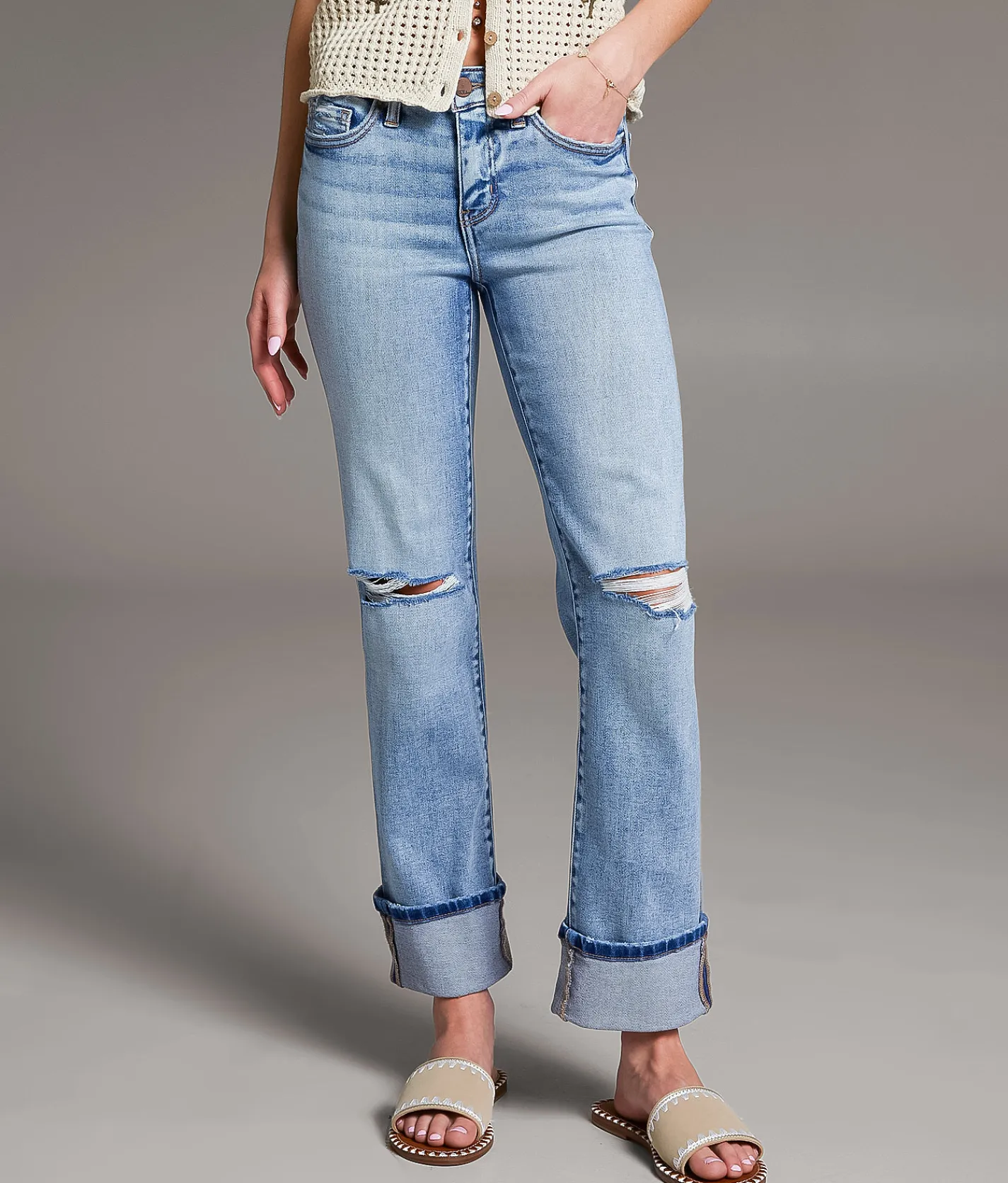 BKE Andi Cropped Straight Stretch Jean Saltis New