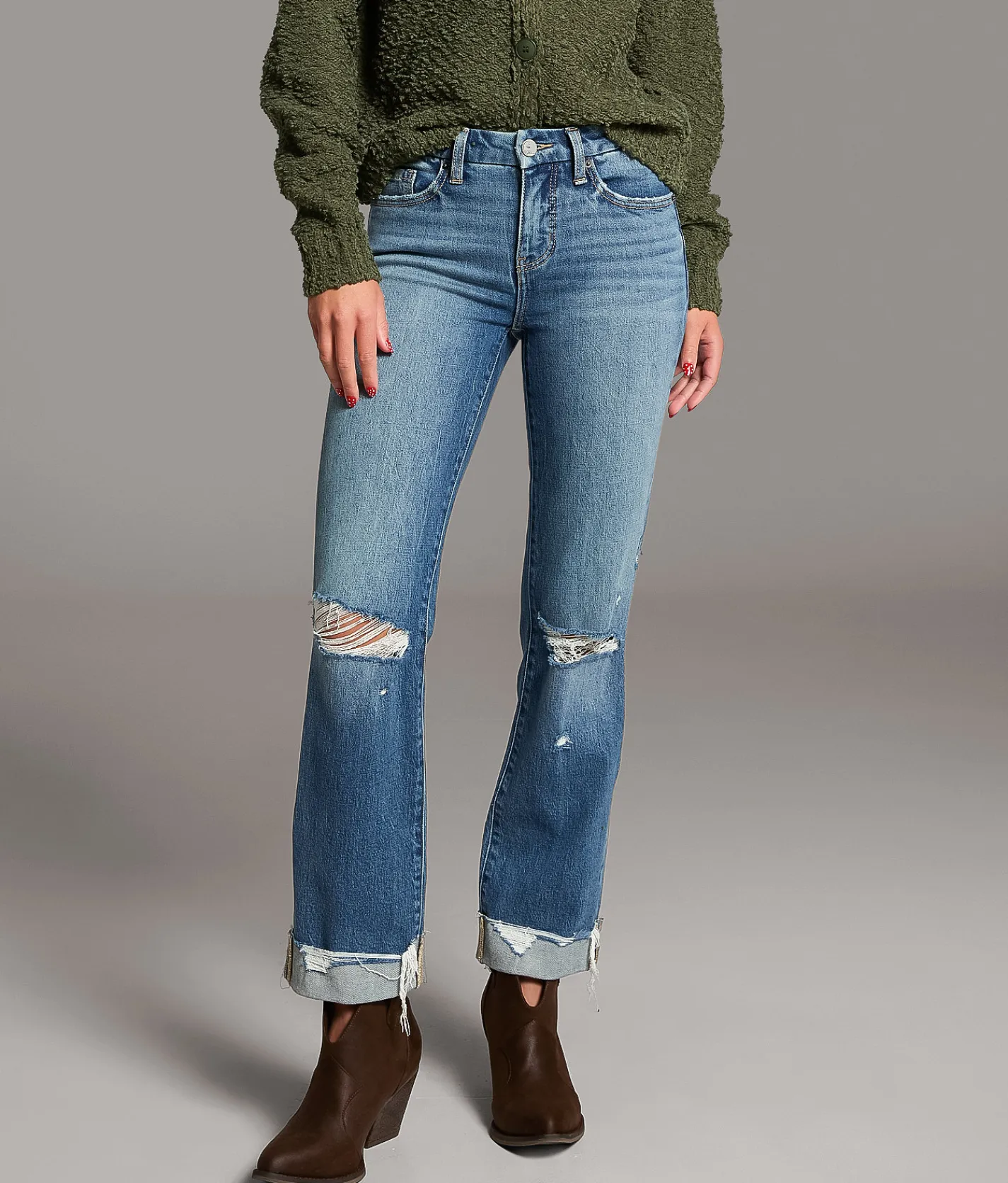 Jeans|Bottoms | BKE Andi Cropped Straight Stretch Cuffed Jean Pacheco
