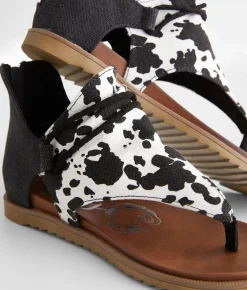 Very G Angelika Hooded Cow Print Sandal Black Cow